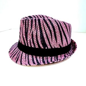 Fedora hat in a beautiful light purple color with zebra print